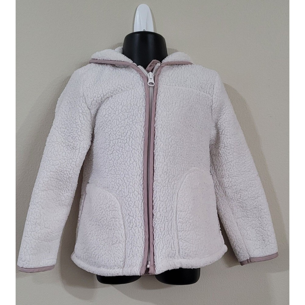 Girls Old Navy Size 4T Cream Hooded Zip Up Jacket